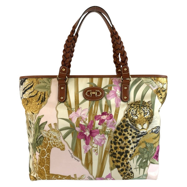 Salvatore Ferragamo Nylon Leather Tote Bag