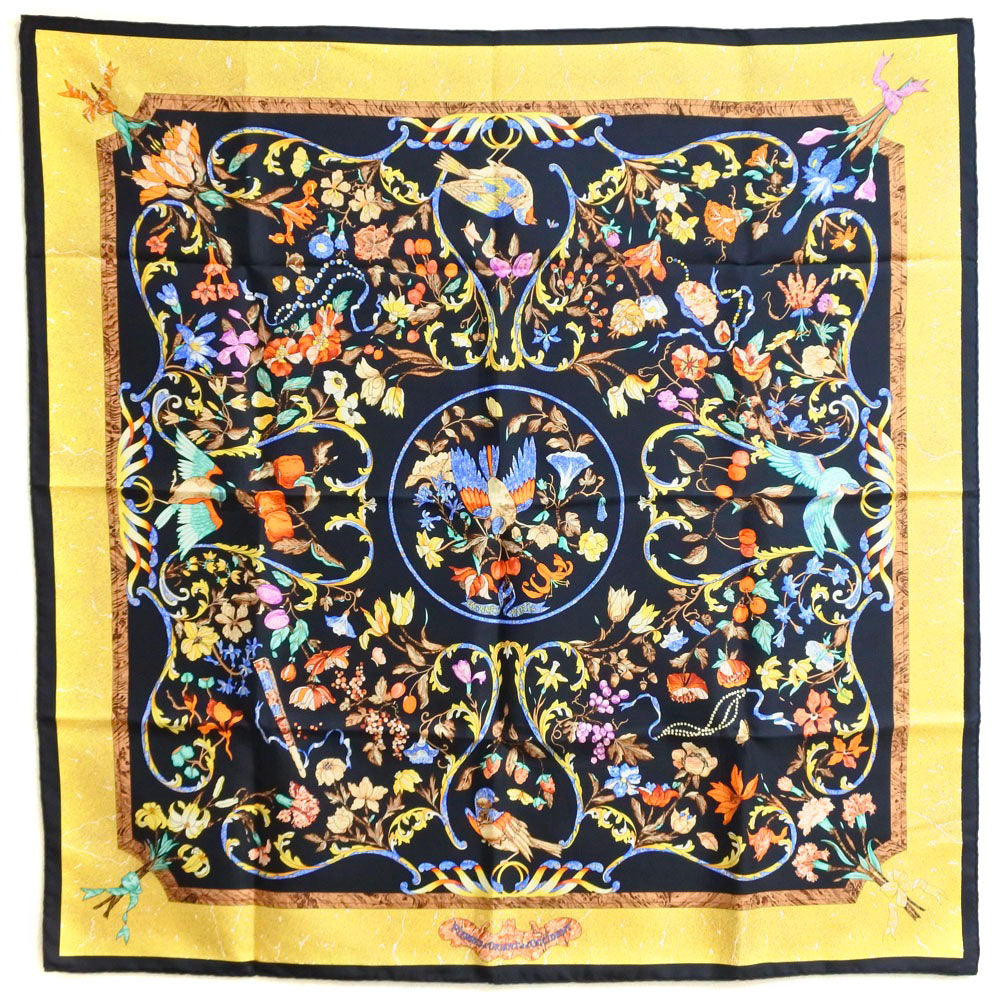 Hermes Silk Scarf Black/Yellow