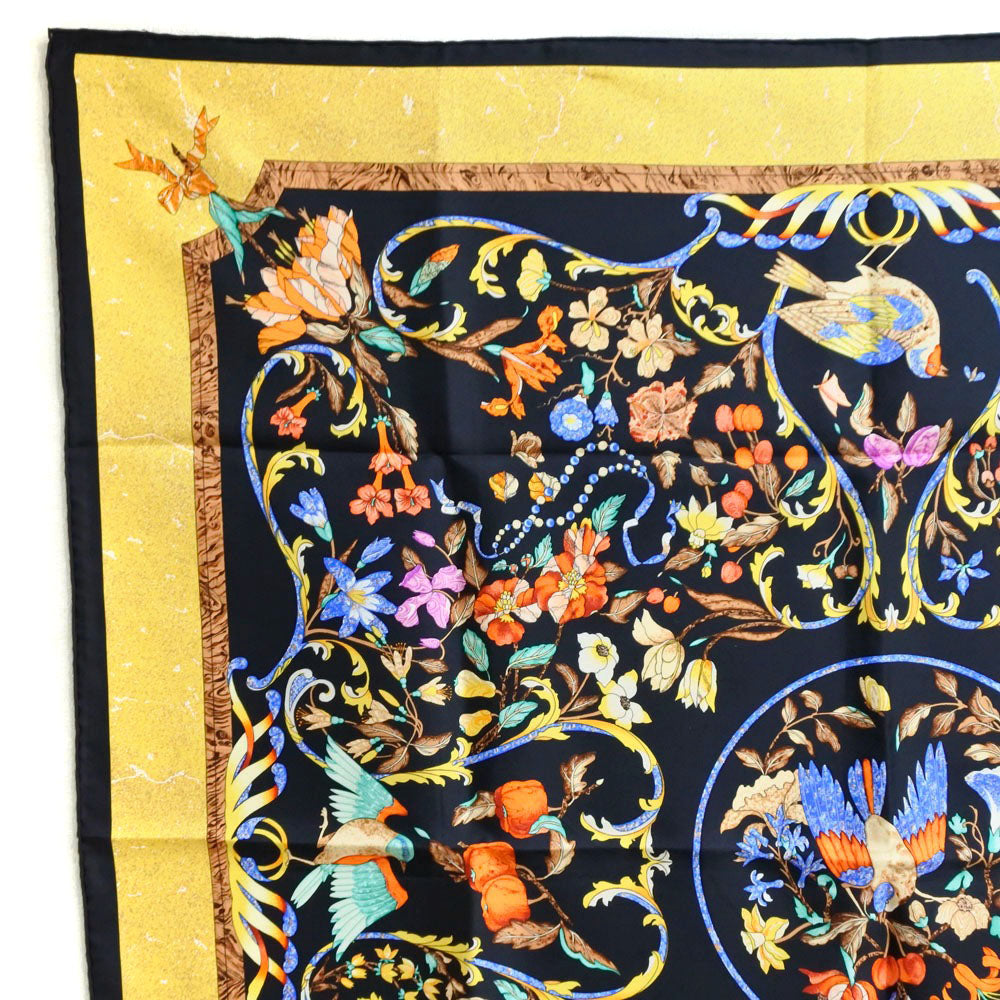 Hermes Silk Scarf Black/Yellow