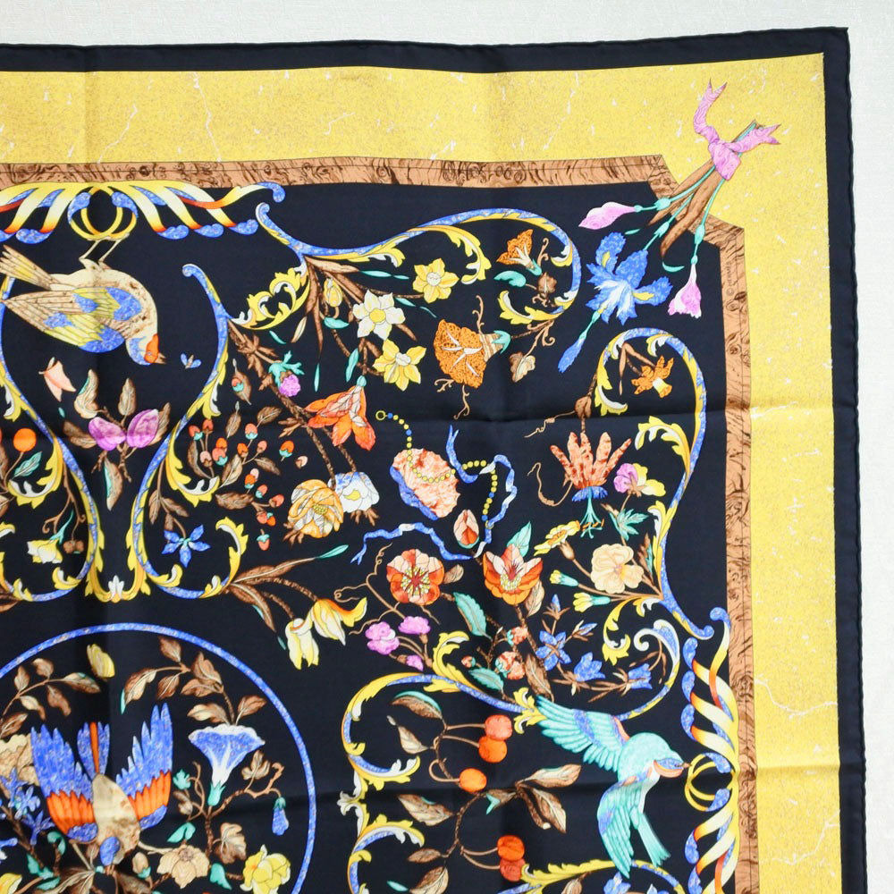 Hermes Silk Scarf Black/Yellow