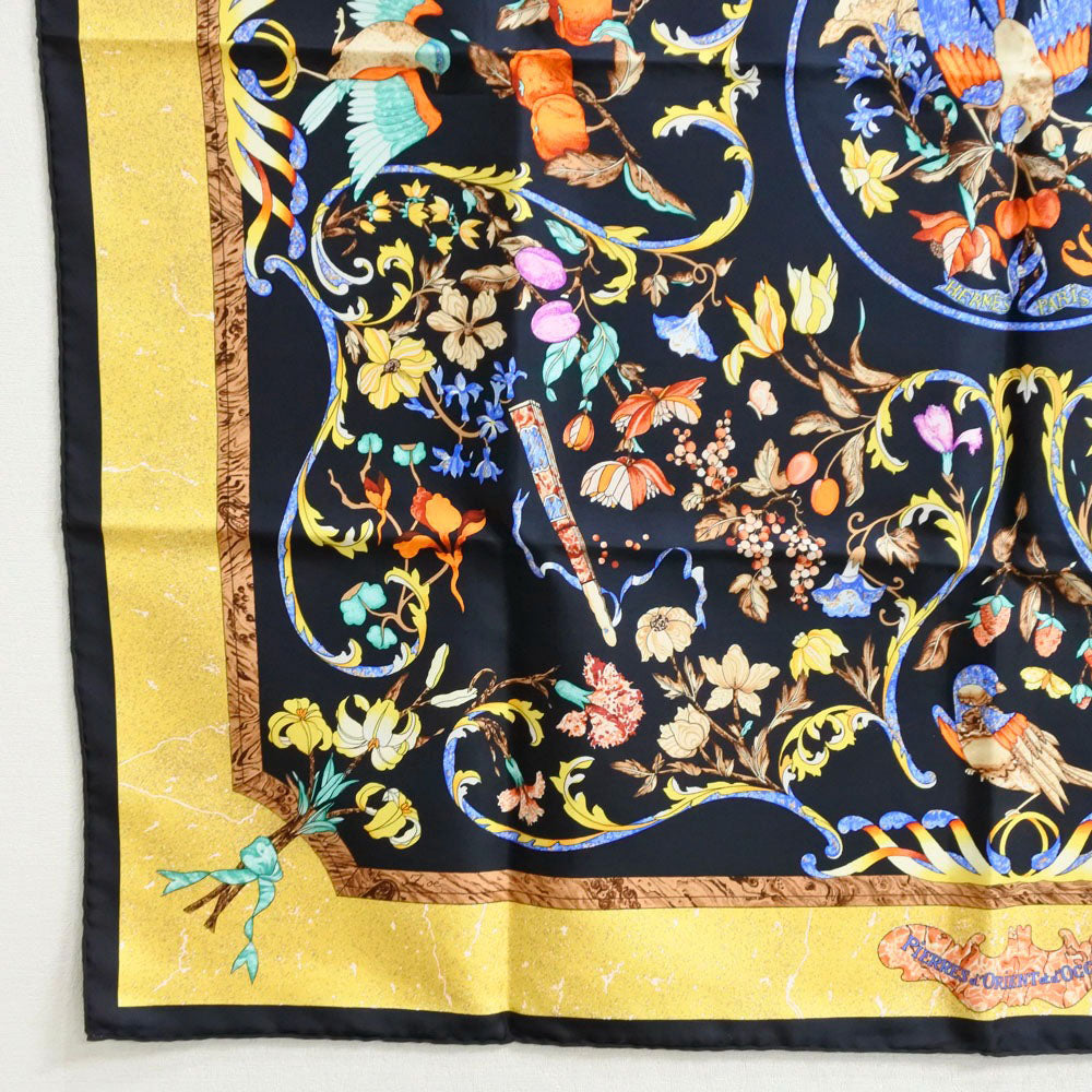 Hermes Silk Scarf Black/Yellow