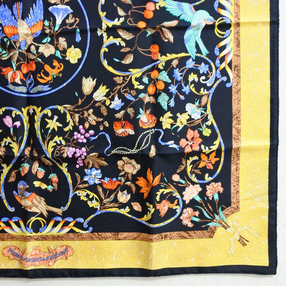 Hermes Silk Scarf Black/Yellow