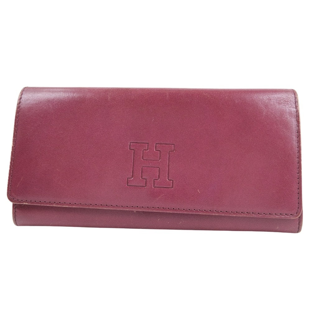 HIROFU Red Calfskin Long Wallet Snap Button