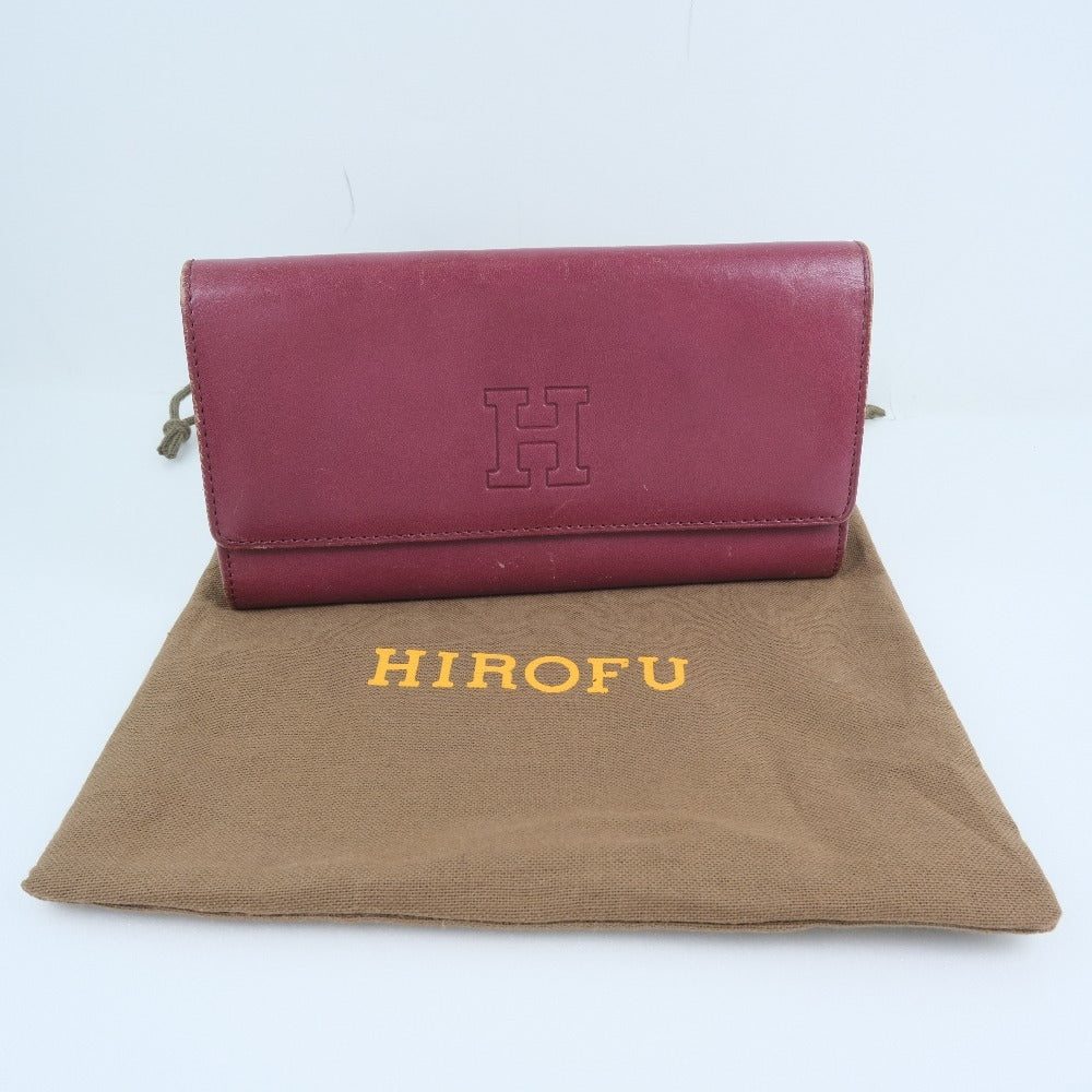 HIROFU Red Calfskin Long Wallet Snap Button