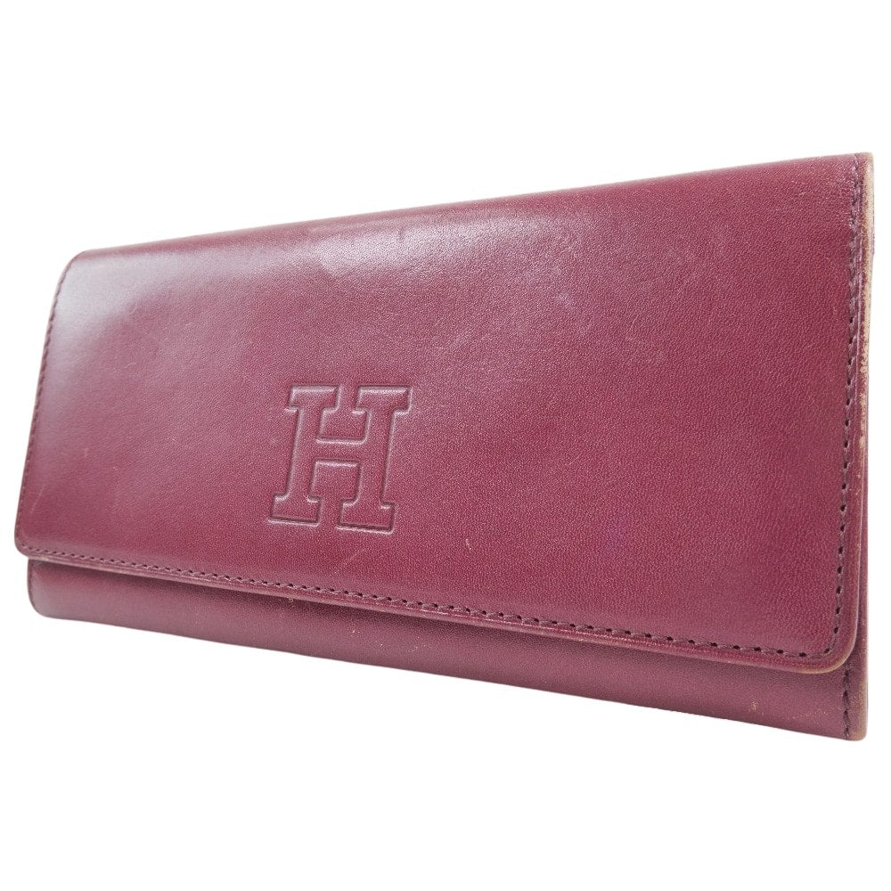 HIROFU Red Calfskin Long Wallet Snap Button