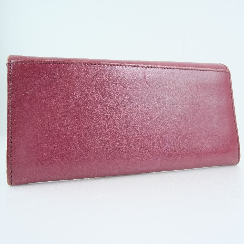 HIROFU Red Calfskin Long Wallet Snap Button