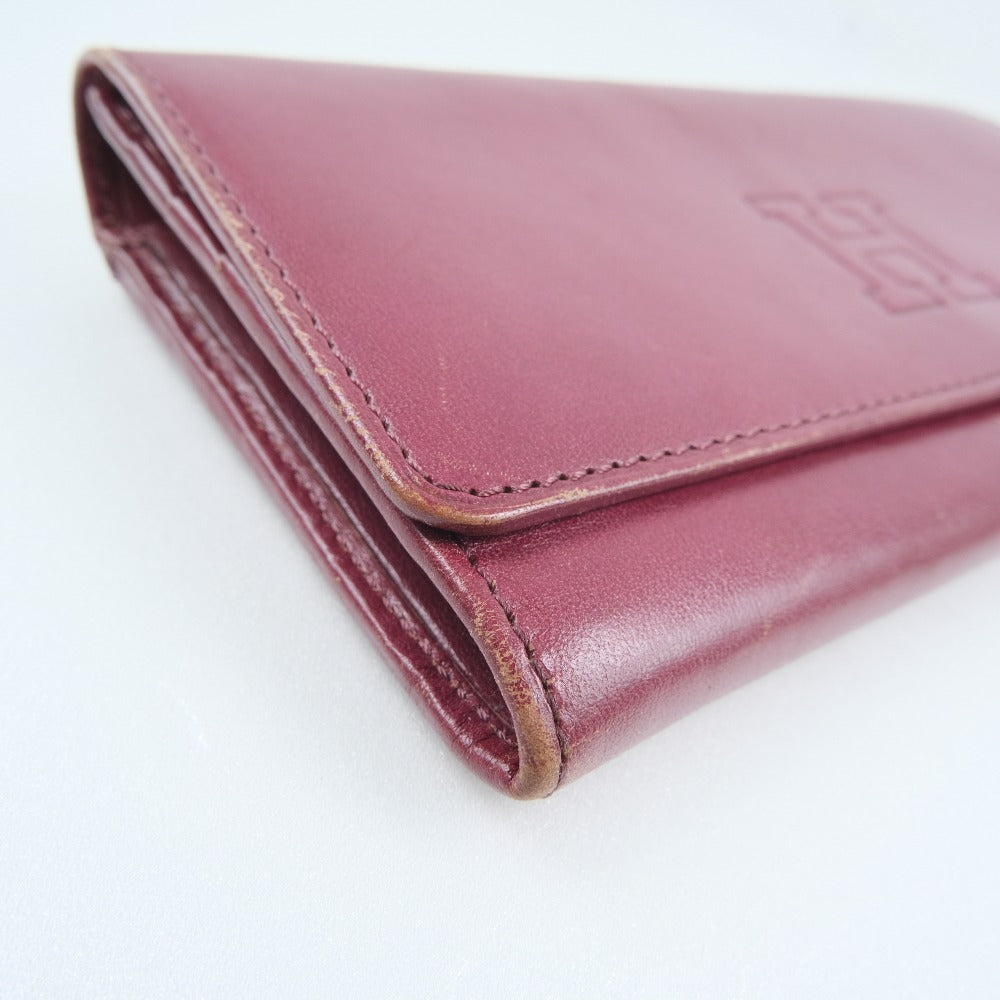 HIROFU Red Calfskin Long Wallet Snap Button