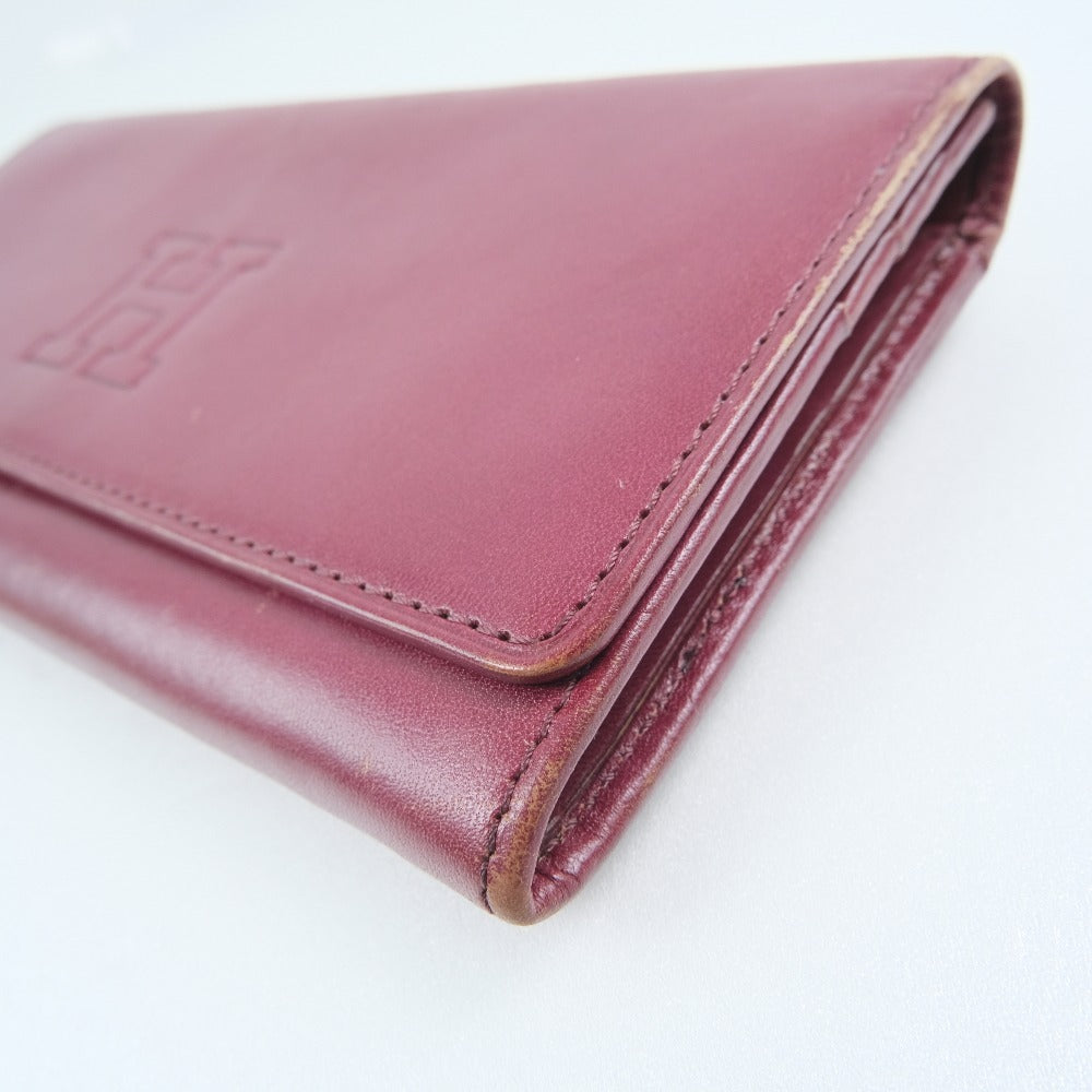 HIROFU Red Calfskin Long Wallet Snap Button