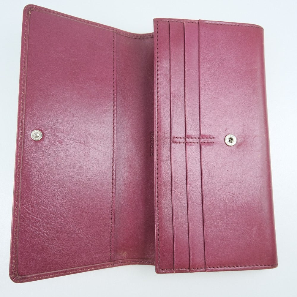 HIROFU Red Calfskin Long Wallet Snap Button