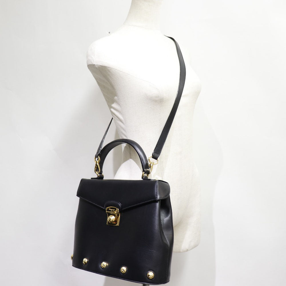 Salvatore Ferragamo Leather Studded Handbag Leather Handbag AN215209 in Very Good Condition