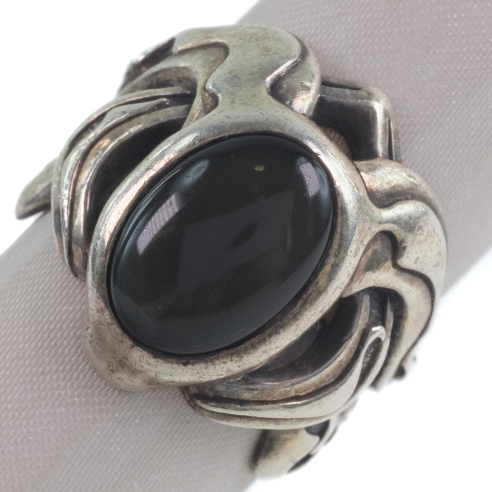 [LuxUness]  925 Silver Unisex Ring, Size 15.5, Black, Preowned Condition Metal Ring in Fair condition