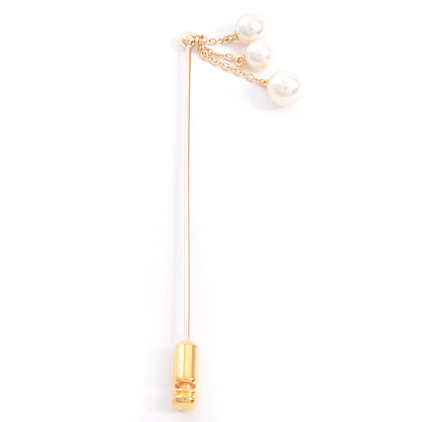 MIKIMOTO K14 3P Swing Pearl Pin Brooch Yellow Gold