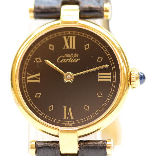 Cartier Must Vendome Vermeil Quartz Leather