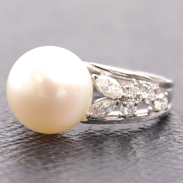 Mikimoto Pearl Diamond Ring PT950 Platinum in Great Condition