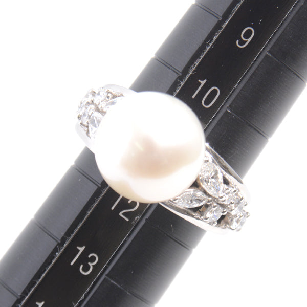 Mikimoto Pearl Diamond Ring PT950 Platinum in Great Condition