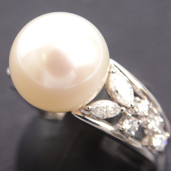 Mikimoto Pearl Diamond Ring PT950 Platinum in Great Condition