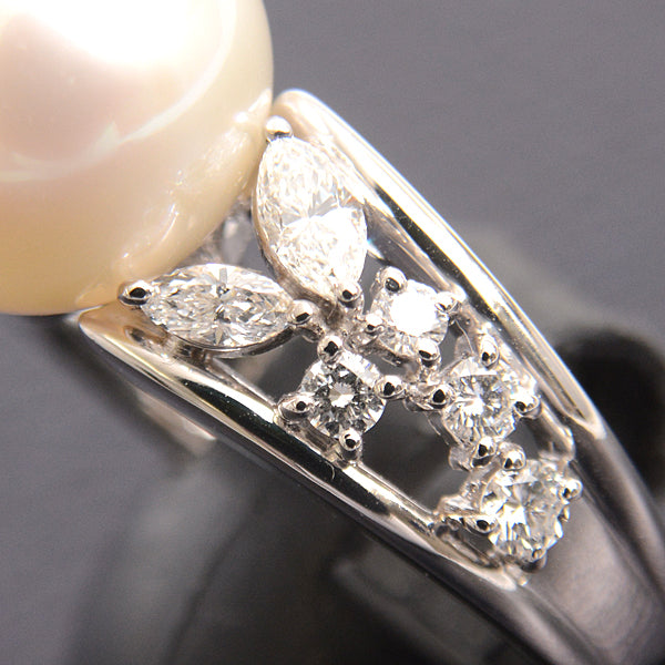 Mikimoto Pearl Diamond Ring PT950 Platinum in Great Condition