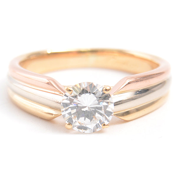 Cartier Trinity Solitaire Diamond Ring 0.5ct 750YG×WG×PG