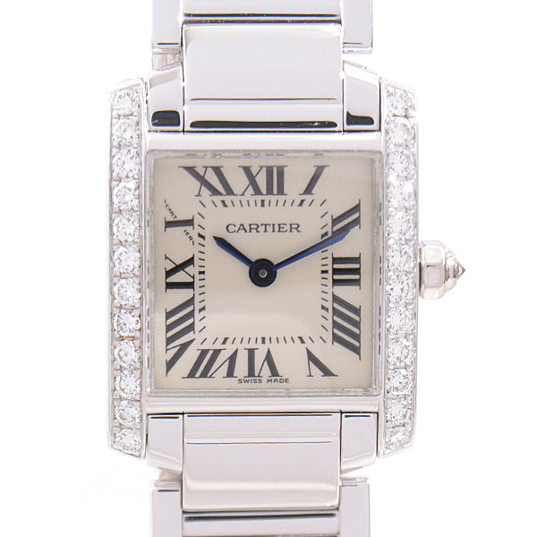 Cartier Tank Francaise SM Diamond Bezel Quartz Watch W50012S3 in Great Condition