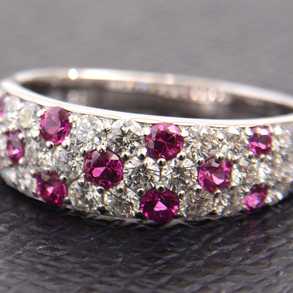 MIKIMOTO Diamond Ruby Ring K18WG 19 in Great Condition