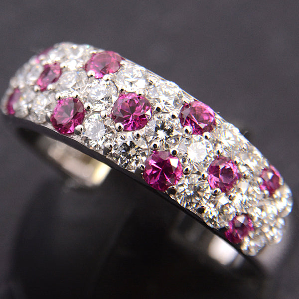 MIKIMOTO Diamond Ruby Ring K18WG 19 in Great Condition