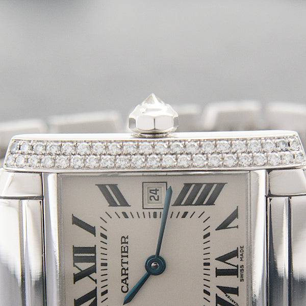 Cartier Tank Francaise MM Diamond Bezel Quartz Watch in Great Condition