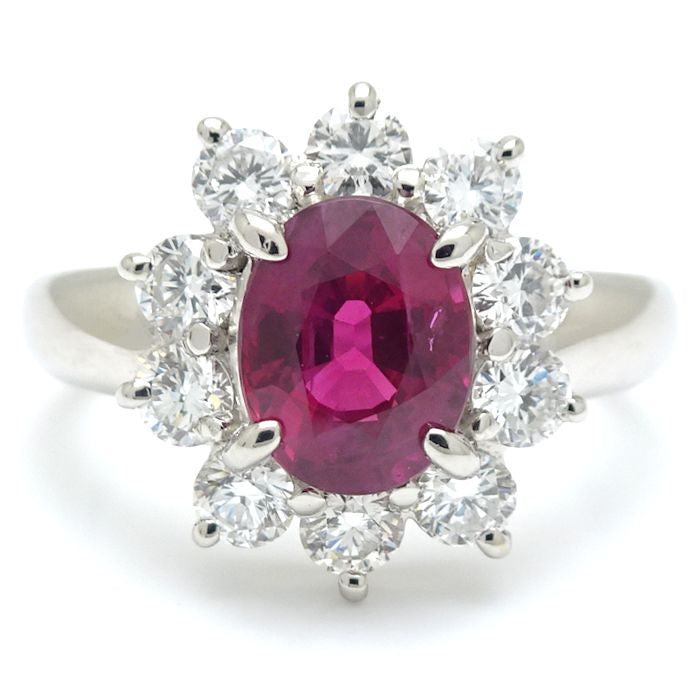 Ruby Diamond Ring Pt900 Platinum