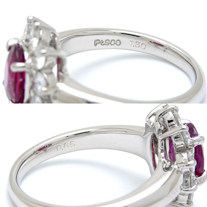 Ruby Diamond Ring Pt900 Platinum