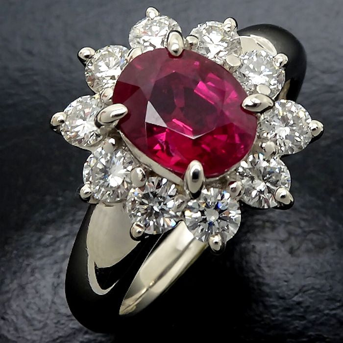 Ruby Diamond Ring Pt900 Platinum