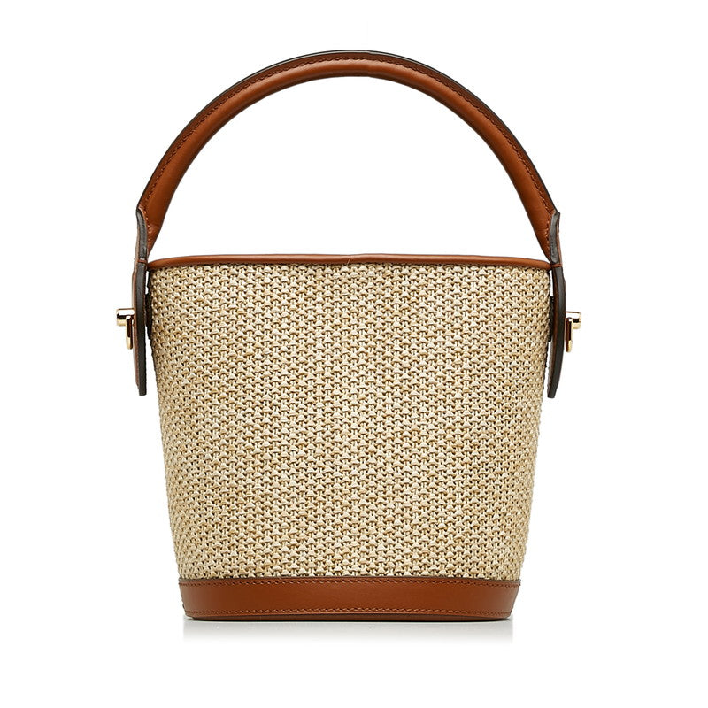 Louis Vuitton Leather Raffia Petit Bucket Handbag M59962 in Great Condition