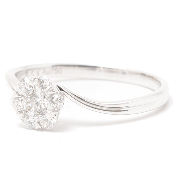 Chow Tai Seng Diamond Flower Motif Ring 750WG 9.5