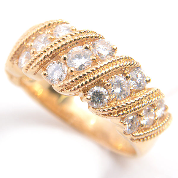 Ponte Vecchio 18K Yellow Gold Diamond Twist Design Ring 10.5