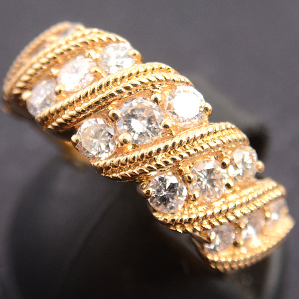 Ponte Vecchio 18K Yellow Gold Diamond Twist Design Ring 10.5