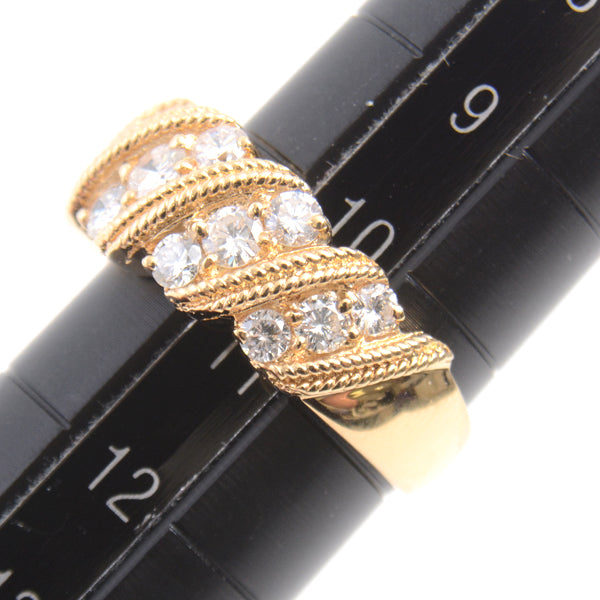 Ponte Vecchio 18K Yellow Gold Diamond Twist Design Ring 10.5