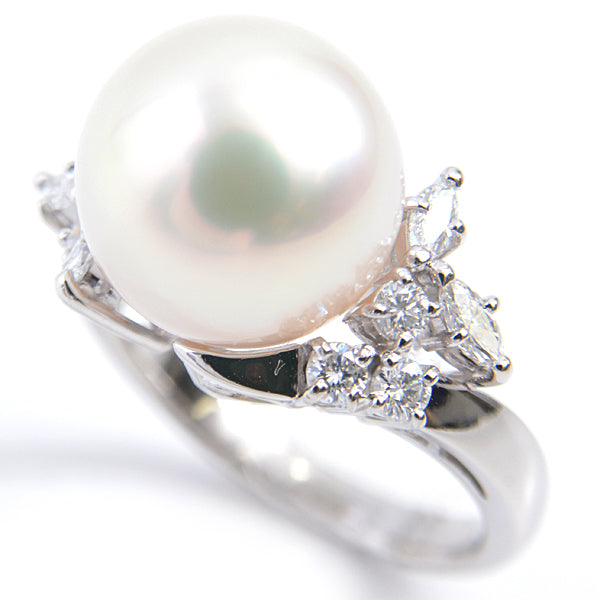 Mikimoto Pearl Diamond Ring PT900 Platinum