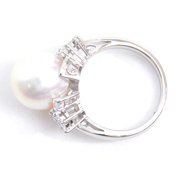 Mikimoto Pearl Diamond Ring PT900 Platinum 11.5 in Great Condition