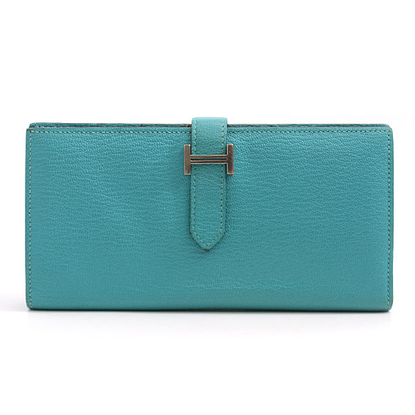 Hermes Chevre Turquoise Bearn Souffle Long Wallet in Great Condition