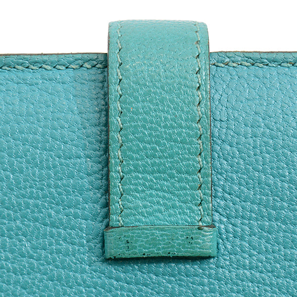 Hermes Chevre Turquoise Bearn Souffle Long Wallet in Great Condition