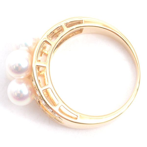 MIKIMOTO Pearl Diamond Ring K18 Yellow Gold in Great Condition