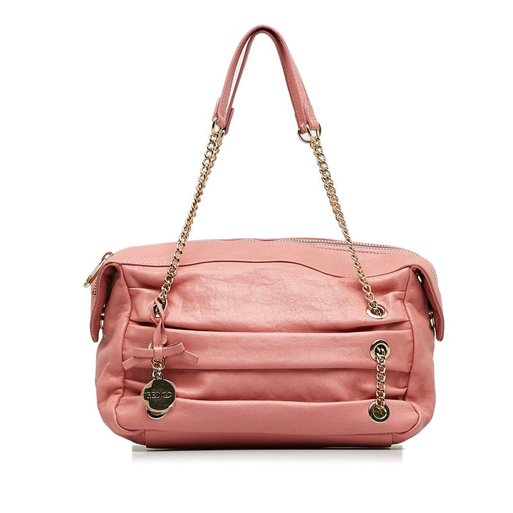 RED VALENTINO Leather Chain Shoulder Bag Pink in Very Good Condition