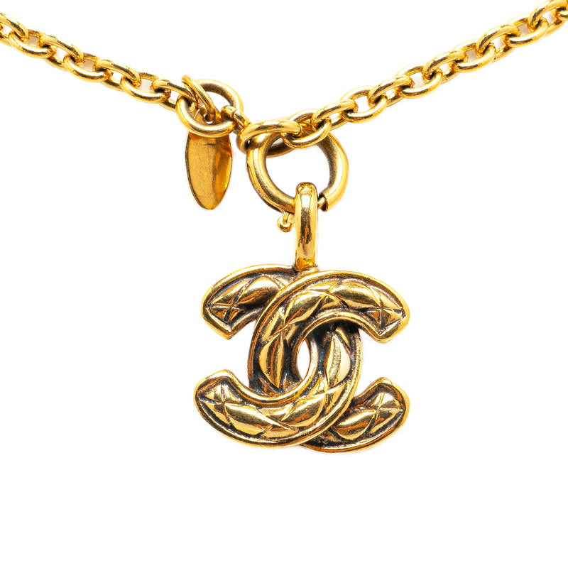 Chanel Mini Matelasse Coco Mark Necklace Gold Plated