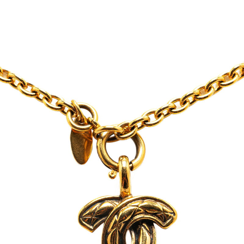 Chanel Mini Matelasse Coco Mark Necklace Gold Plated