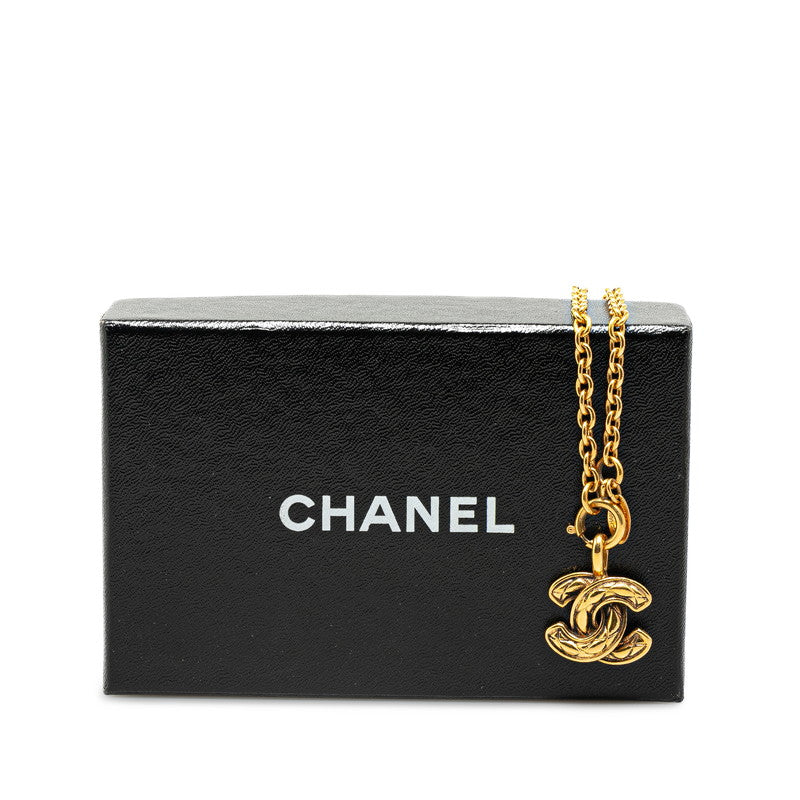 Chanel Mini Matelasse Coco Mark Necklace Gold Plated