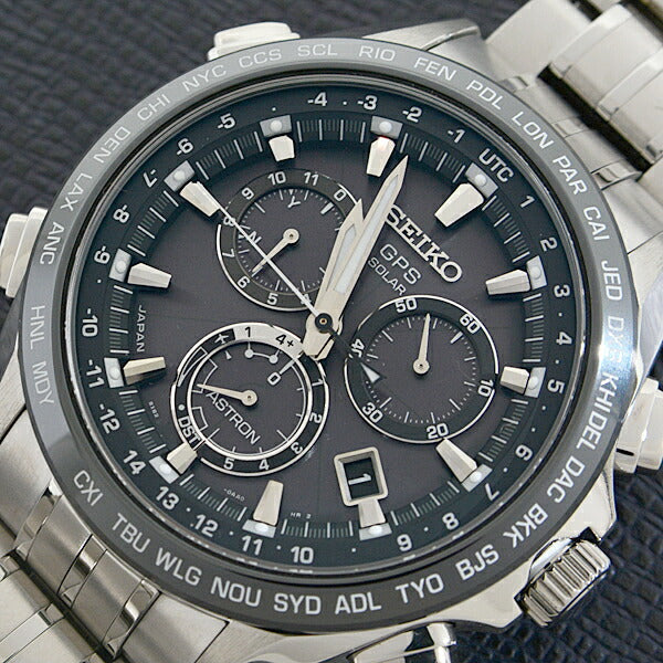 Seiko Astron Solar GPS Chronograph Black Dial Titanium