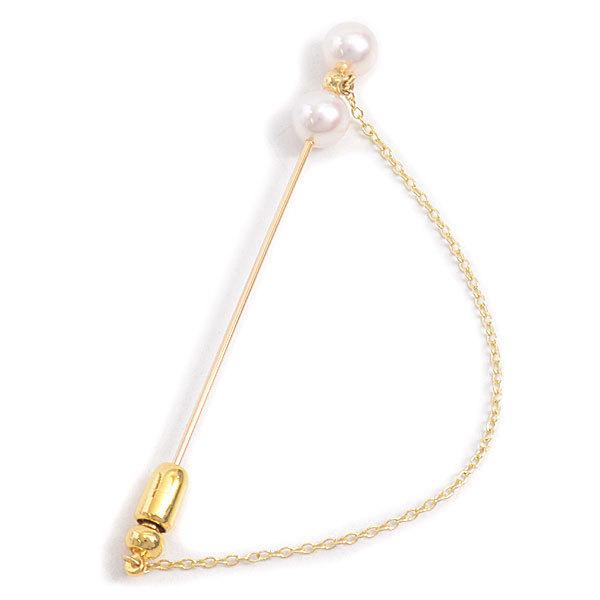 Mikimoto K18YG Gold 2P Pearl Brooch