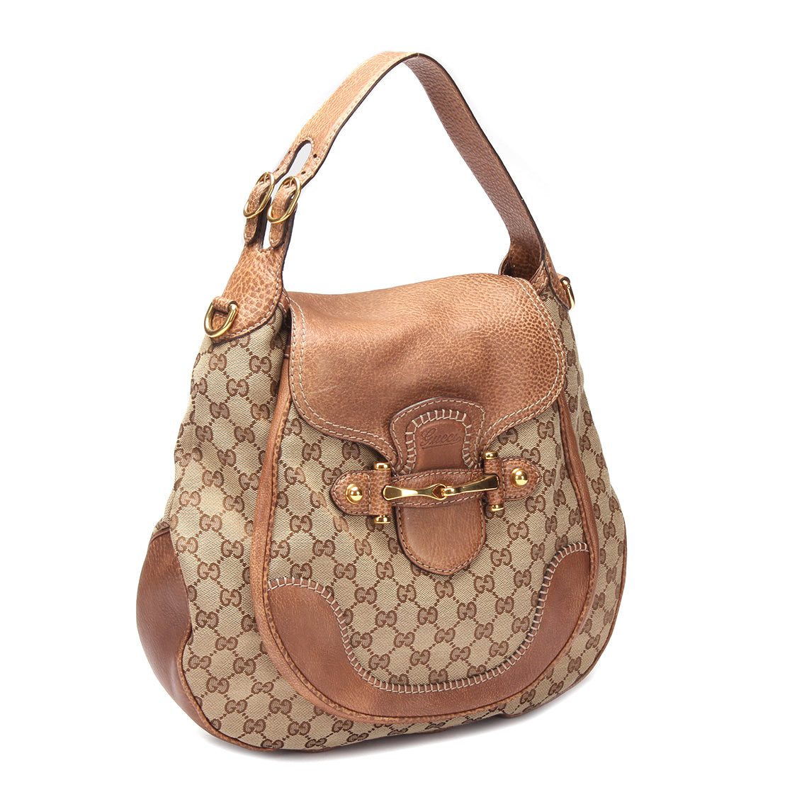 Gucci GG Canvas & Leather Pelham Hobo Canvas Handbag in Good condition