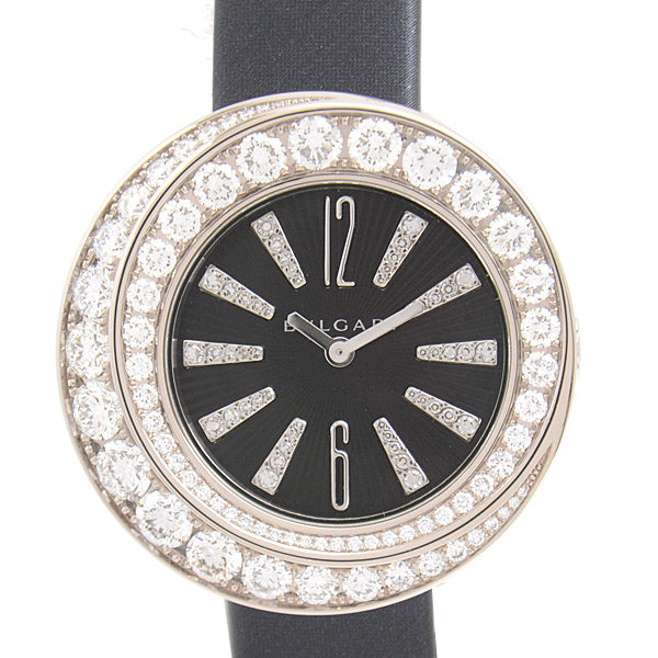 Bvlgari Women's Jewelry Watch VIA DEI CONDOTTI Diamond Bezel Quartz Black Dial