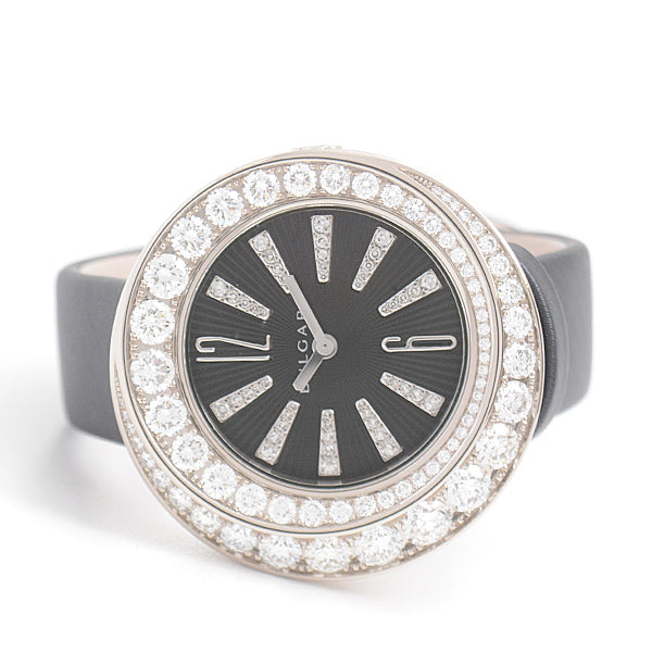 Bvlgari Women's Jewelry Watch VIA DEI CONDOTTI Diamond Bezel Quartz Black Dial