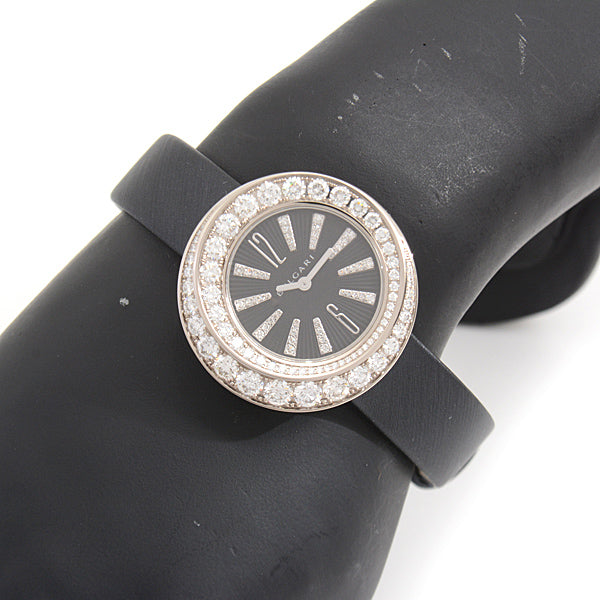 Bvlgari Women's Jewelry Watch VIA DEI CONDOTTI Diamond Bezel Quartz Black Dial