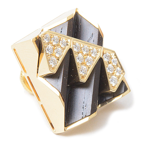 MIKIMOTO K18YG Wood Diamond Triangle Brooch D0.25ct